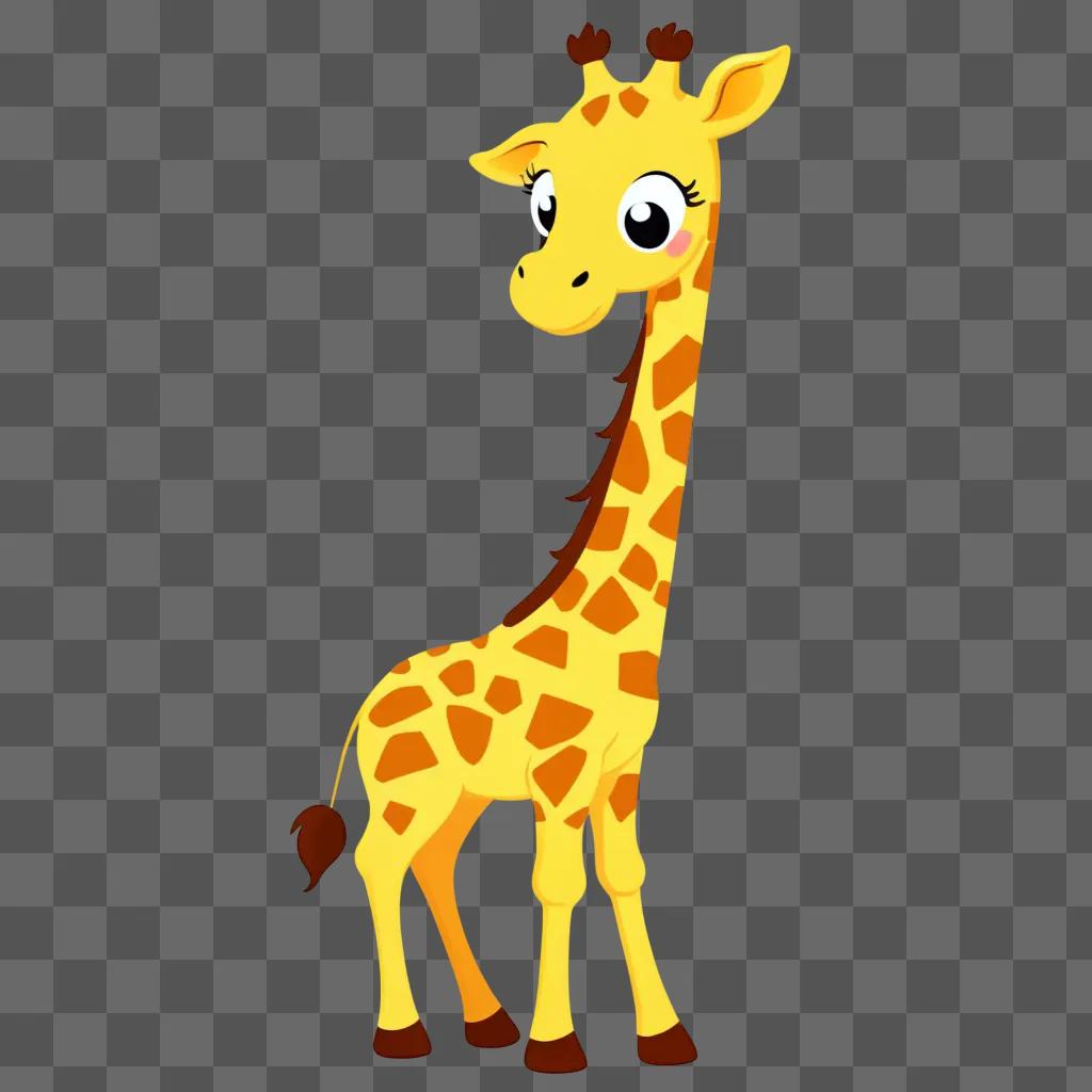 Cute giraffe drawing on a yellow background