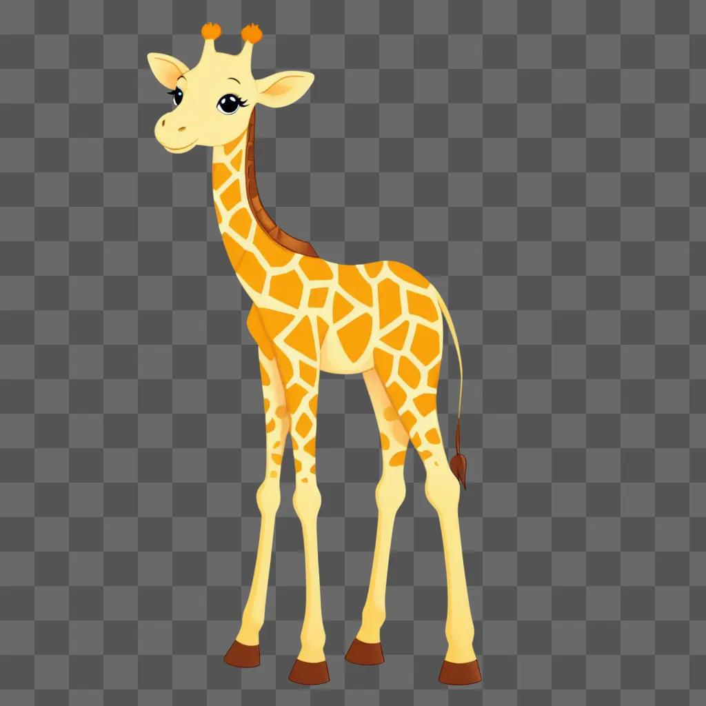 Cute giraffe drawing on a yellow background