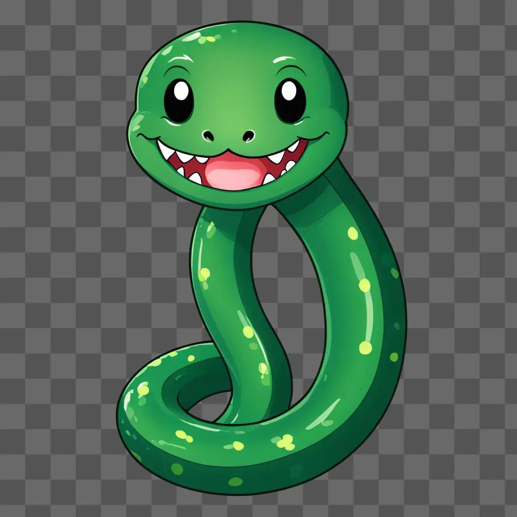 Cute green snake drawing with a smile