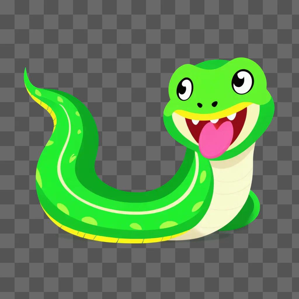 Cute green snake drawing with a smiling face