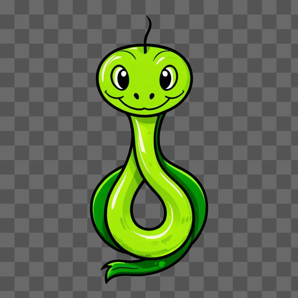 Cute green snake with a smiling face