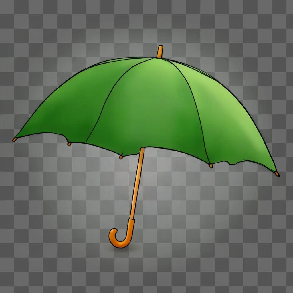 Cute green umbrella with wooden handle