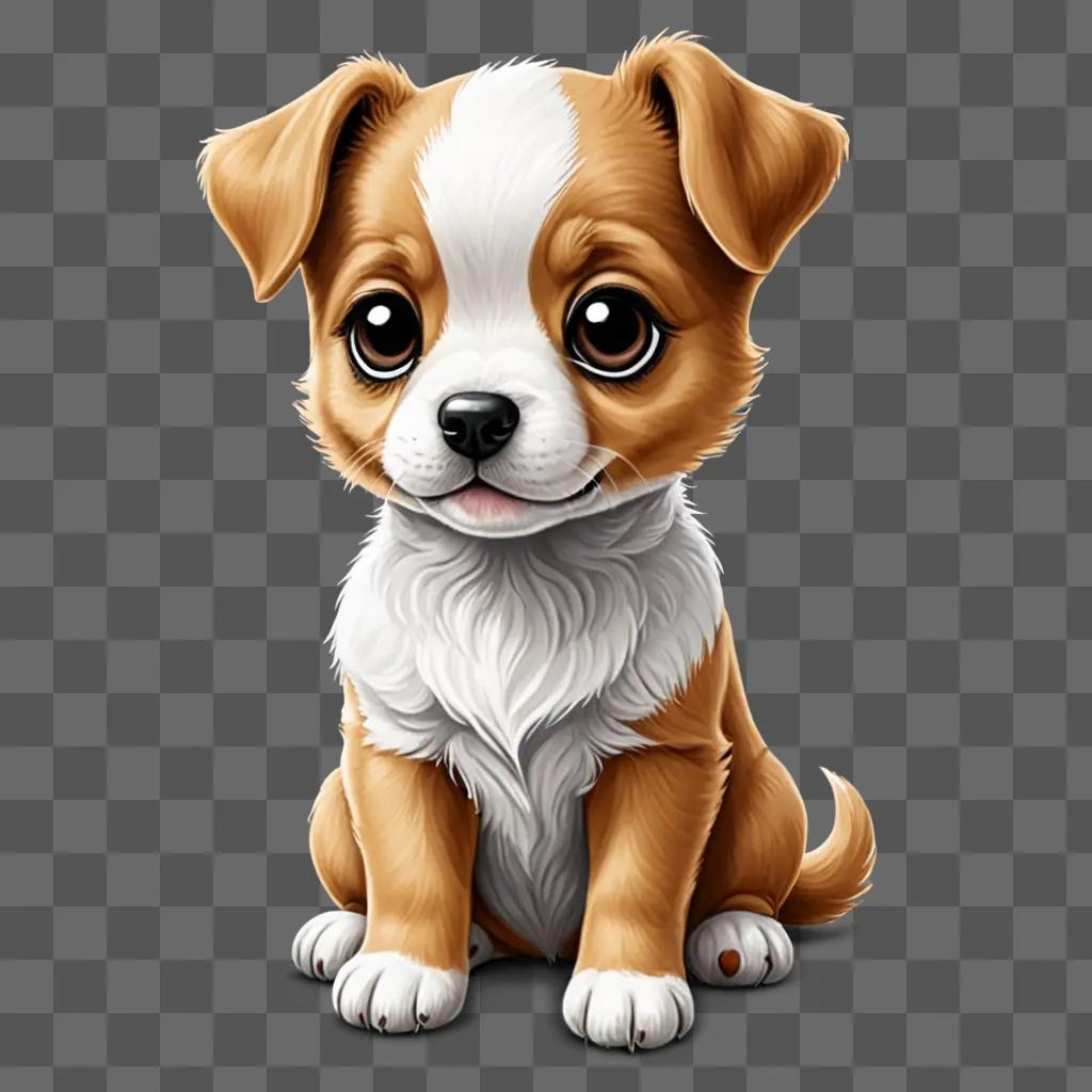 Cute kawaii puppy drawing with big eyes