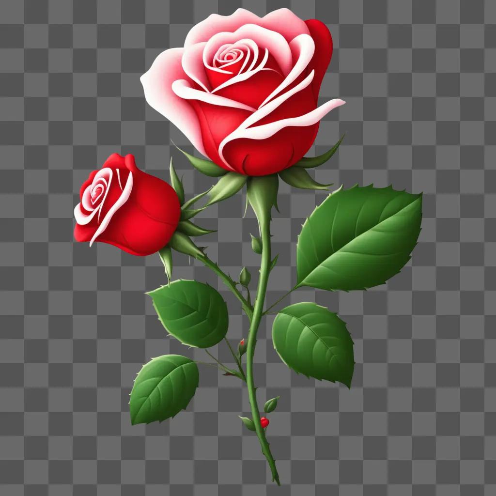 Cute kawaii rose drawing on a brown background