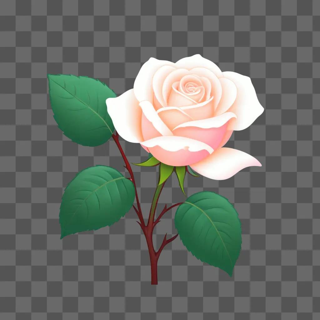 Cute kawaii rose drawing on a green background