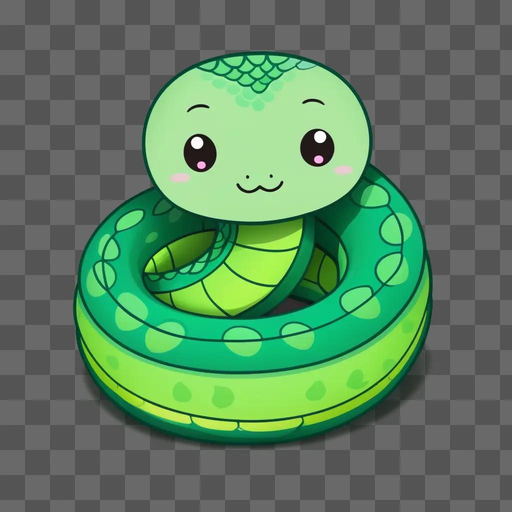 Cute kawaii snake drawing in a green tube