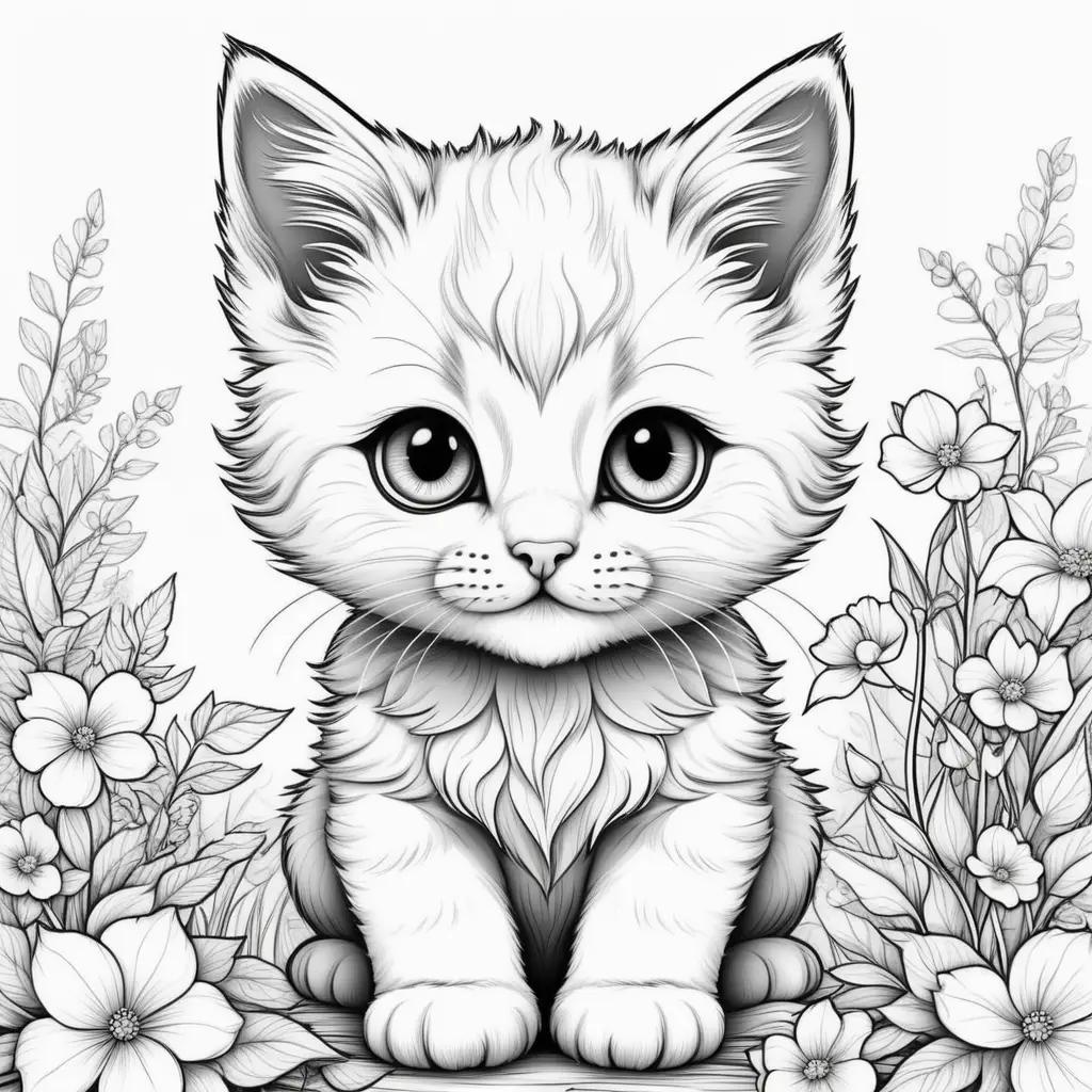 Cute kitten coloring pages for kids