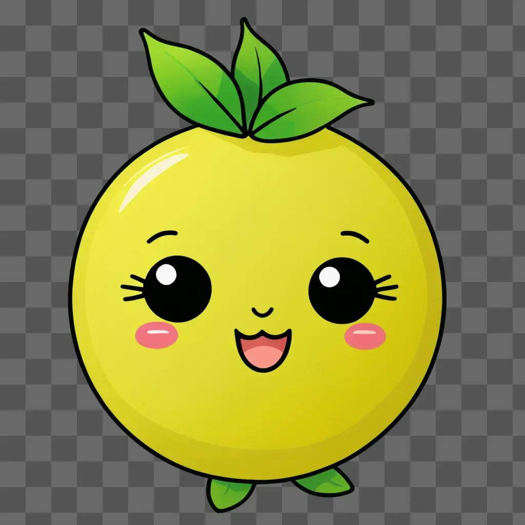 Cute lemon drawing with big eyes and pink cheeks