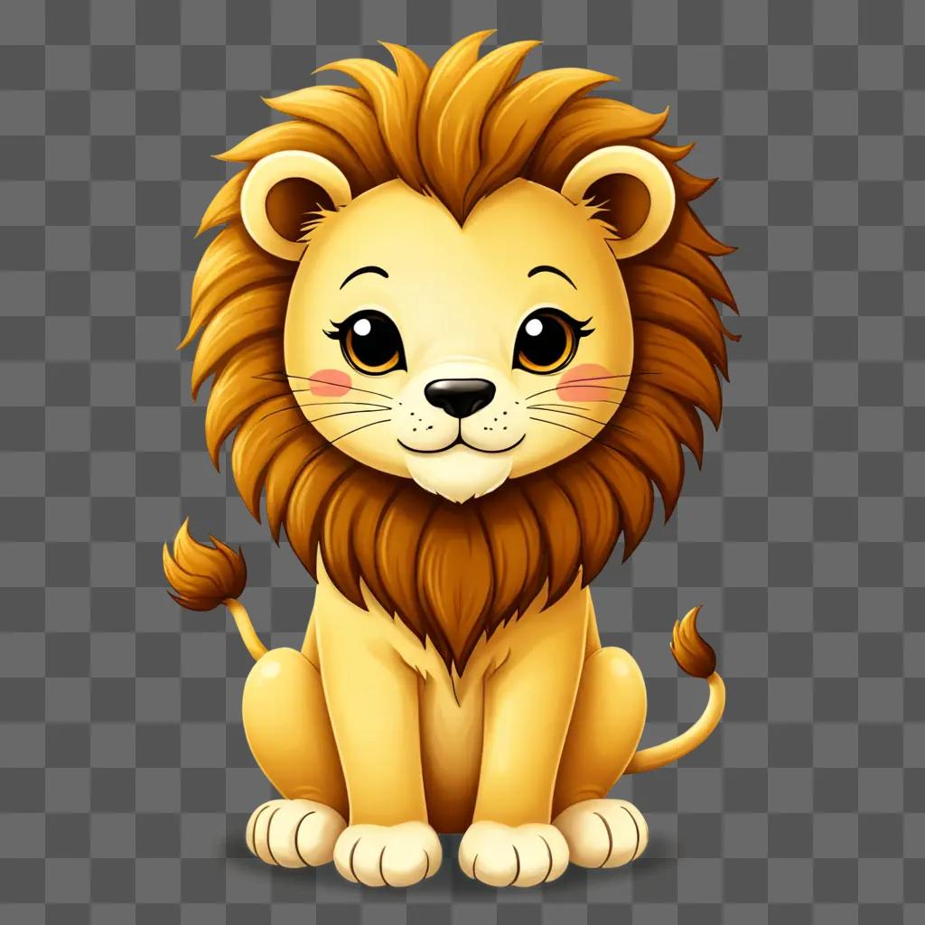 Cute lion drawing with kawaii expression