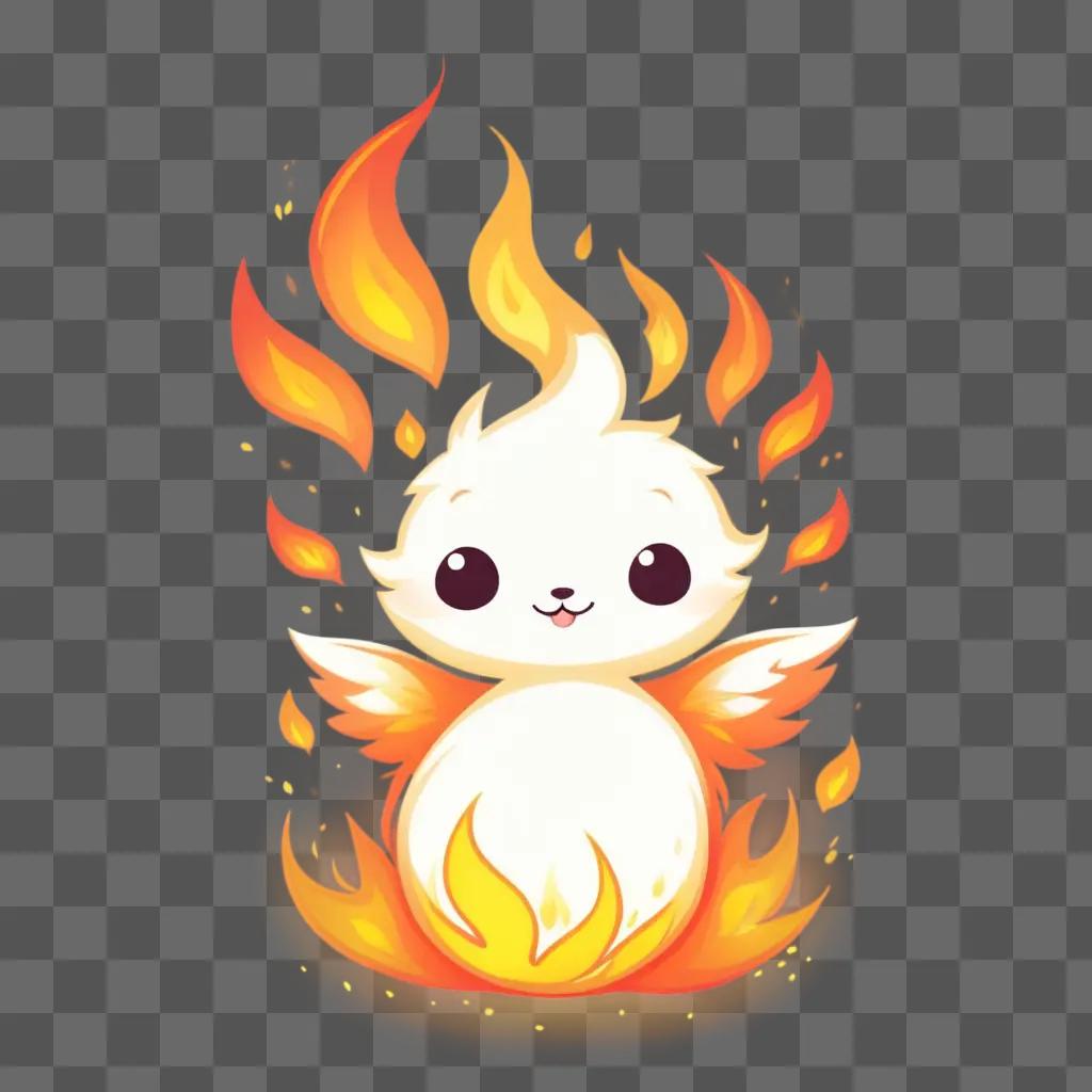 Cute little fire drawing with a cute face