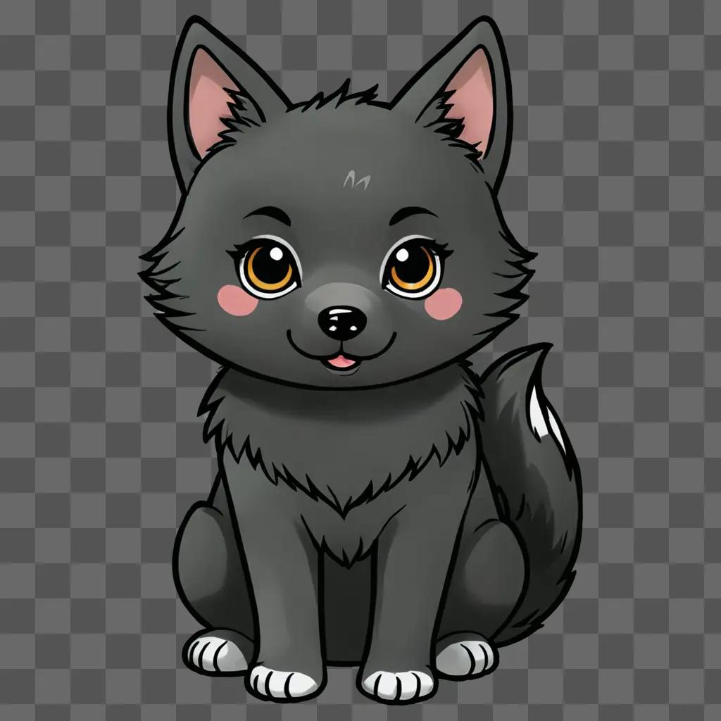 Cute little kawaii wolf drawing