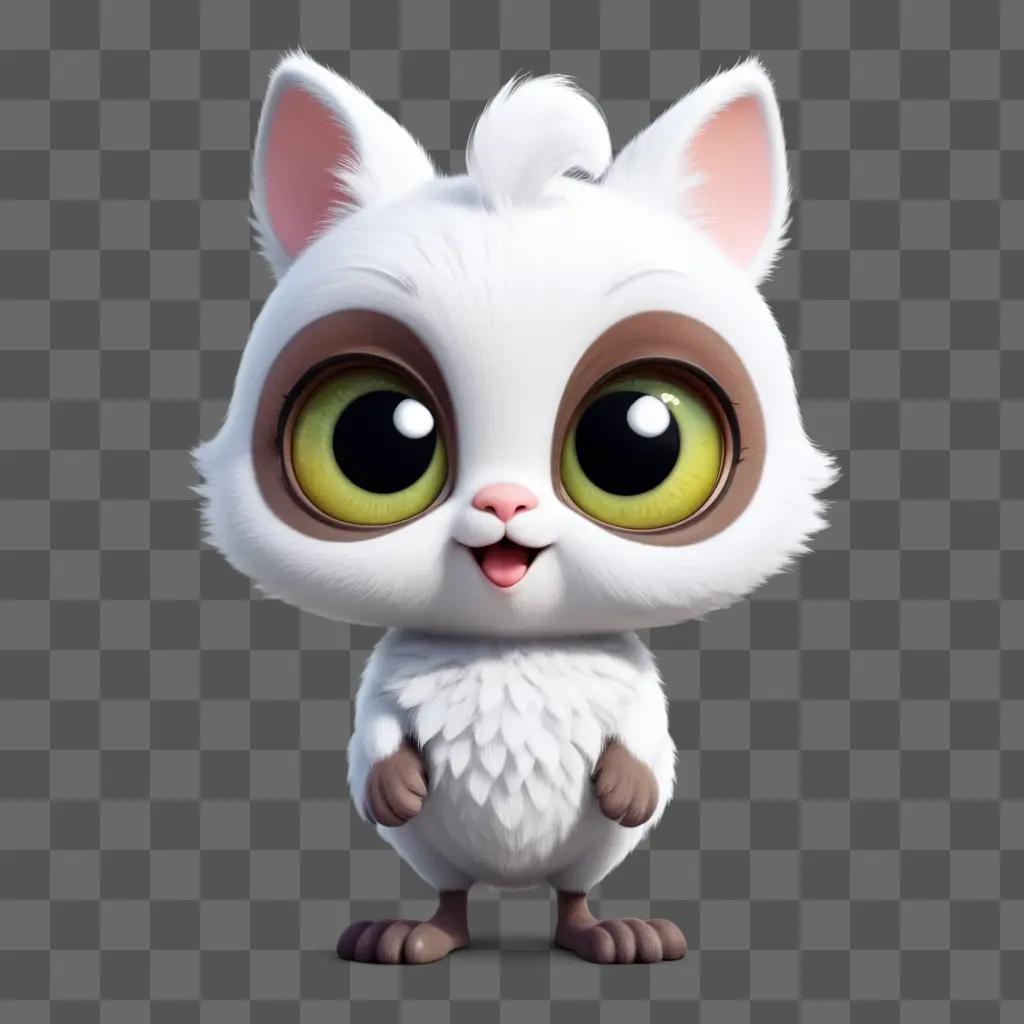 Cute little white cat with big eyes and yellow eyes