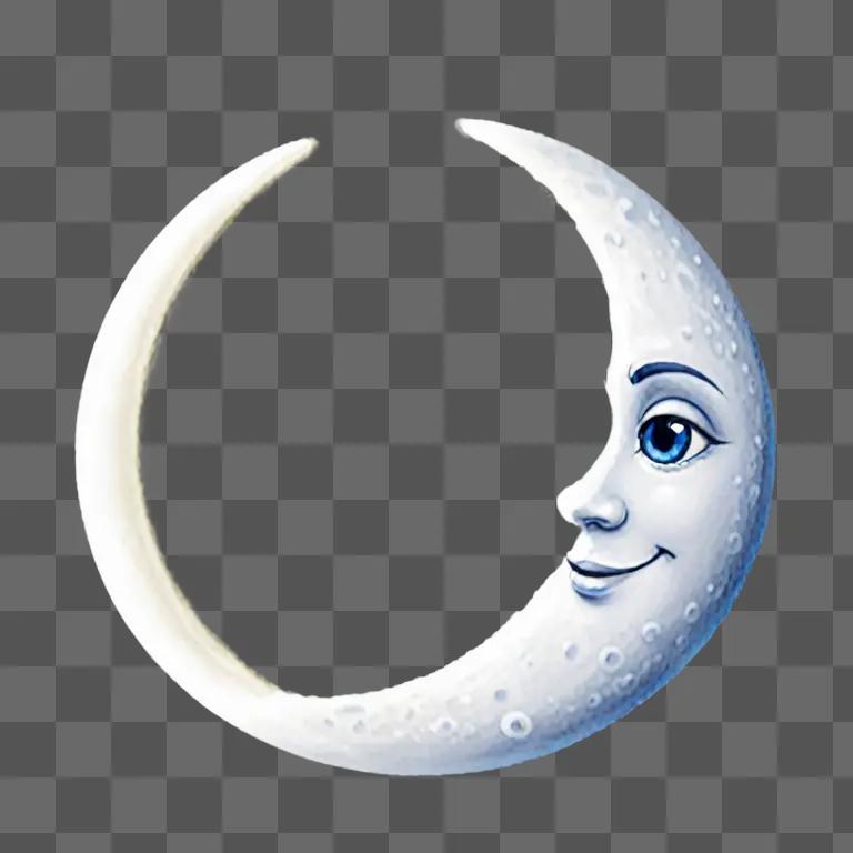 Cute moon drawing on a white background