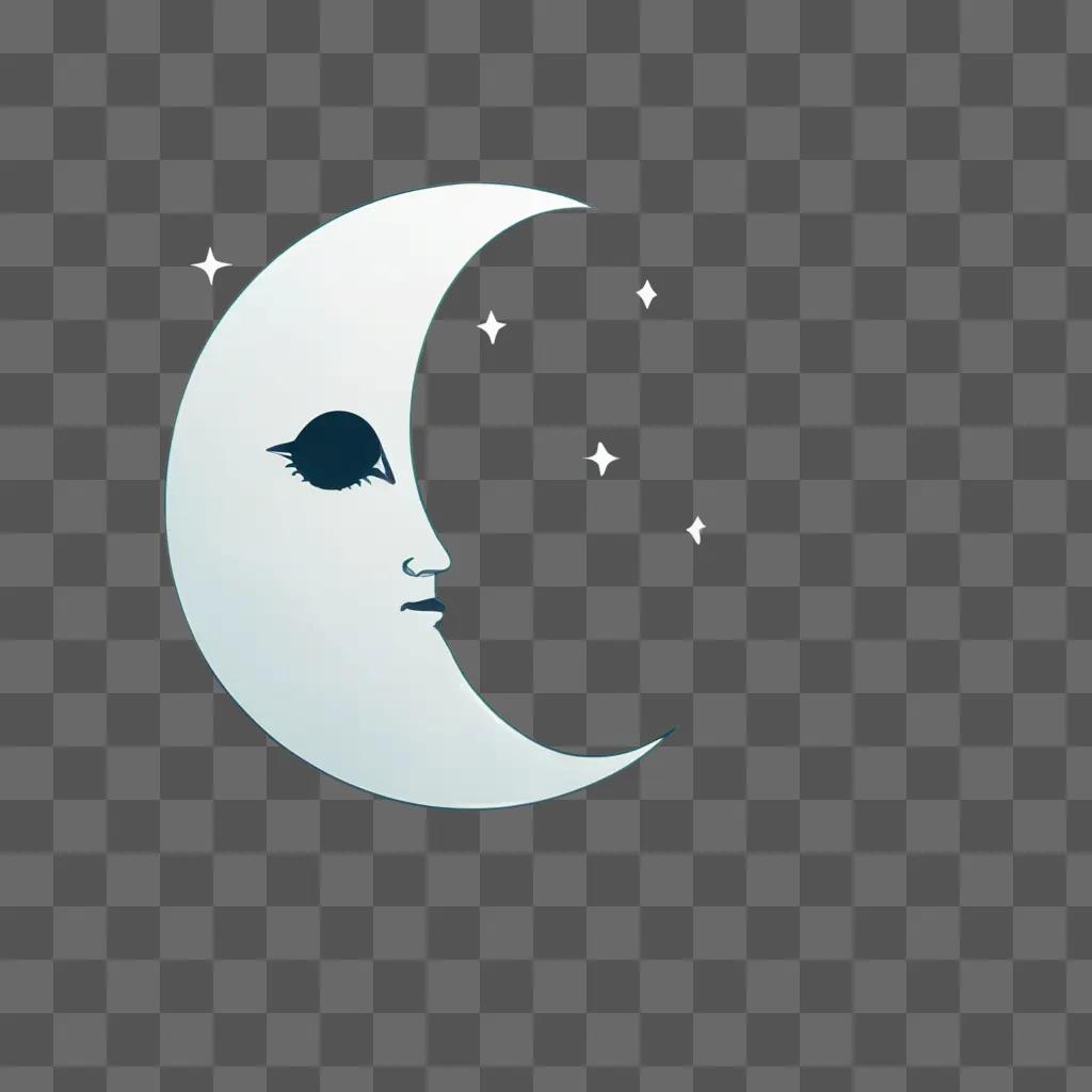 Cute moon drawing with face and stars