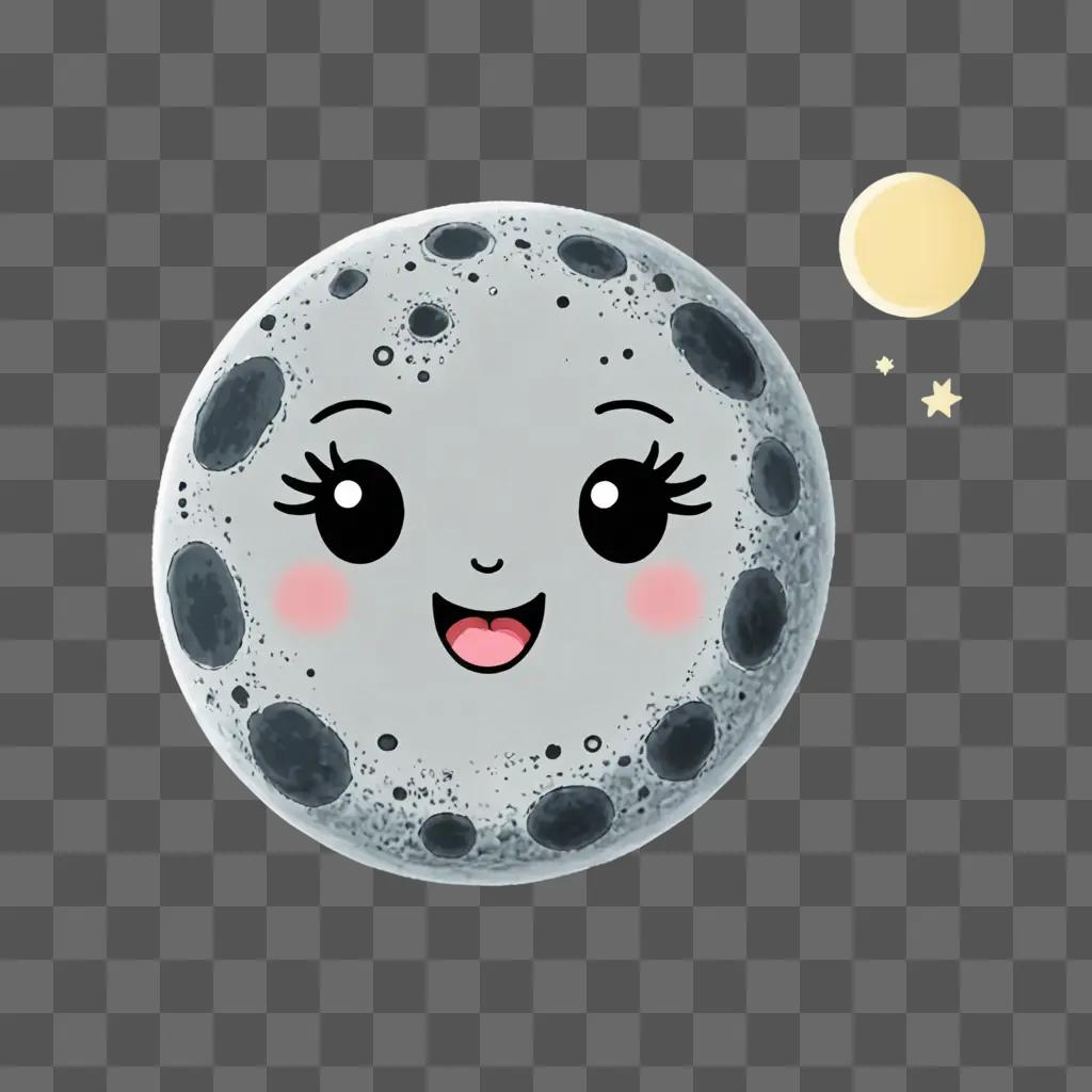 Cute moon drawing with kawaii expressions