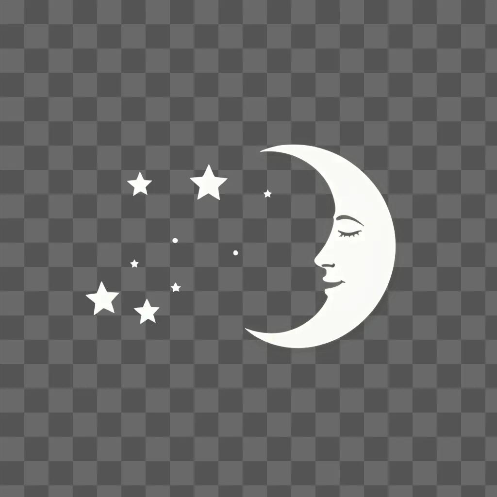 Cute moon drawing with stars