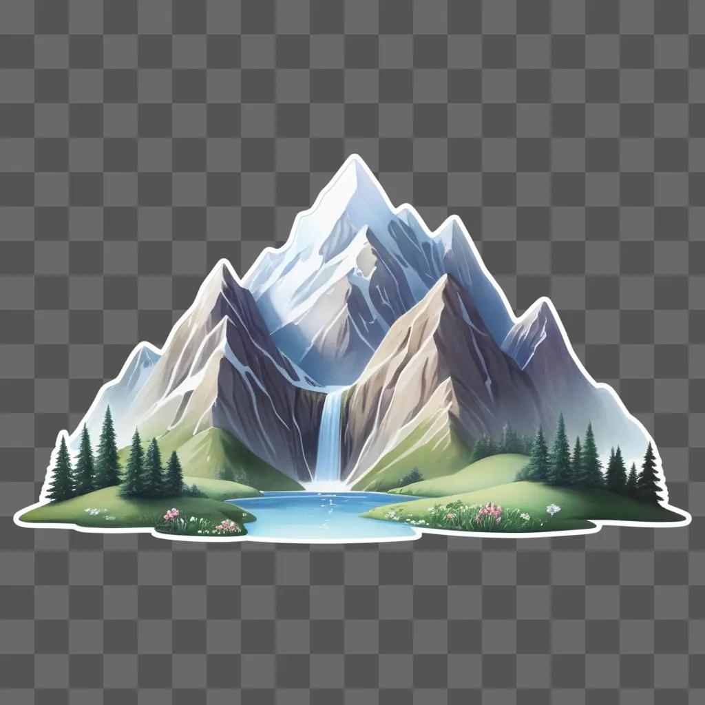 Cute mountain drawing with a cute kawaii style