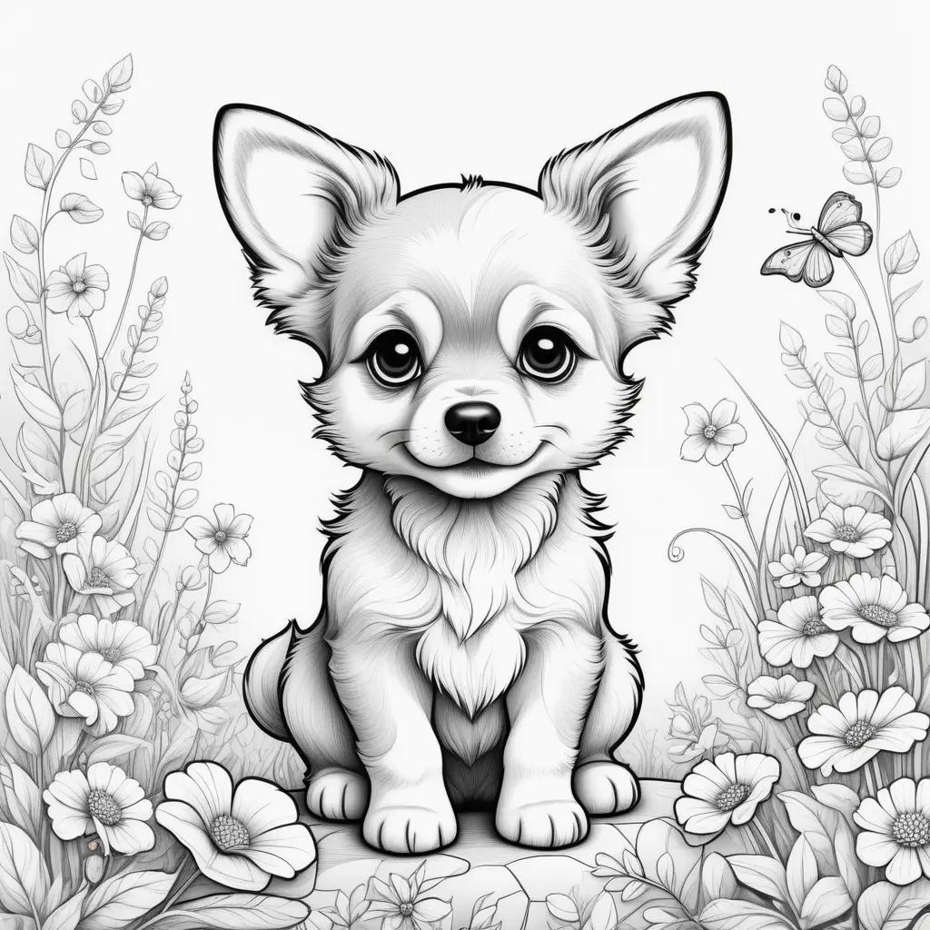 Cute puppy color pages for kids