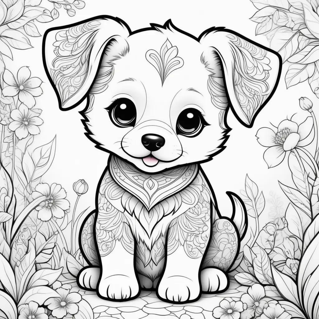 Cute puppy coloring pages for kids