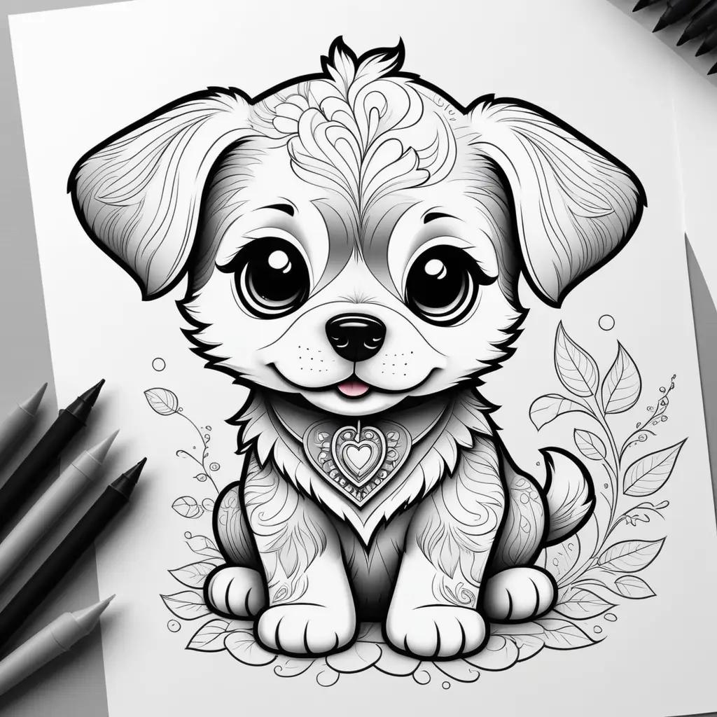 Cute puppy coloring pages for kids