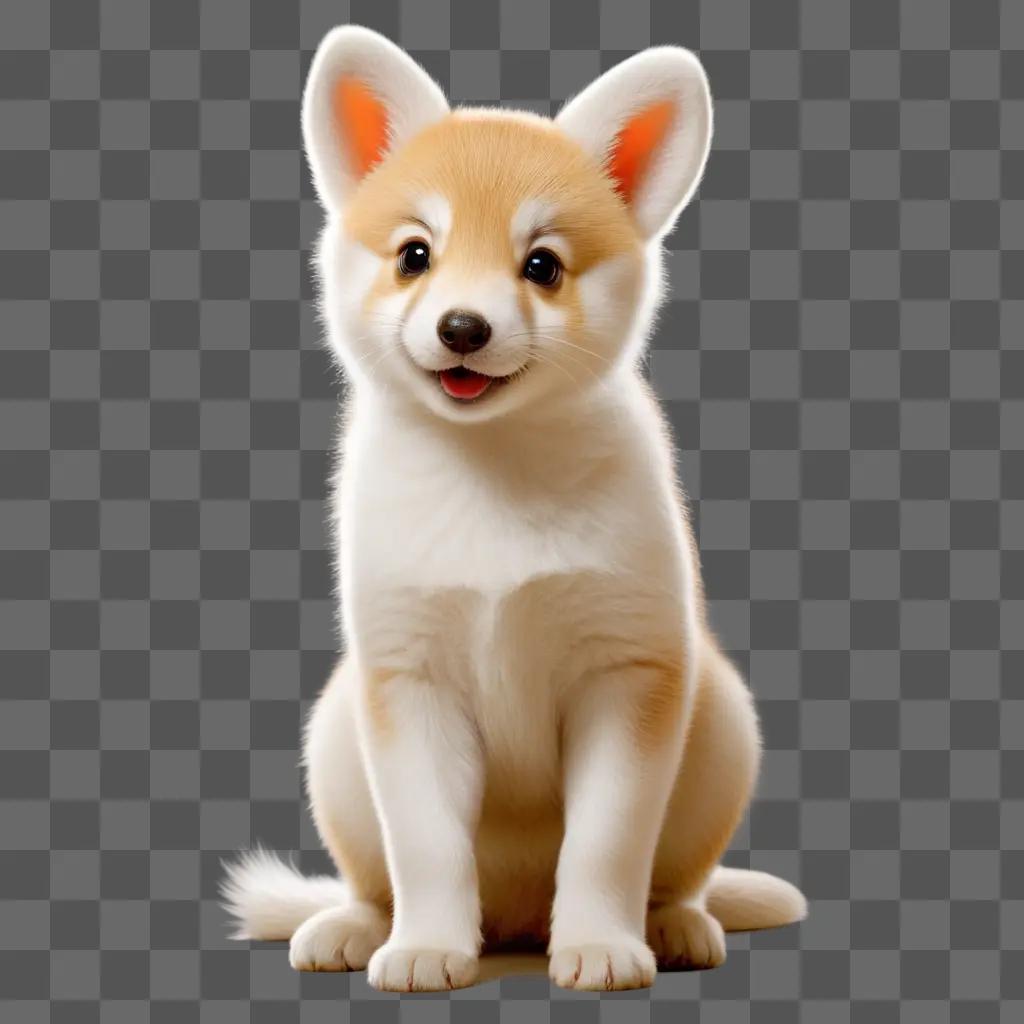 Cute puppy sitting on beige background