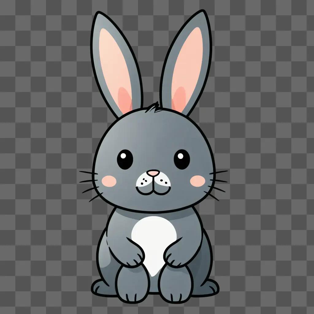 Cute rabbit drawing with pink ears and nose