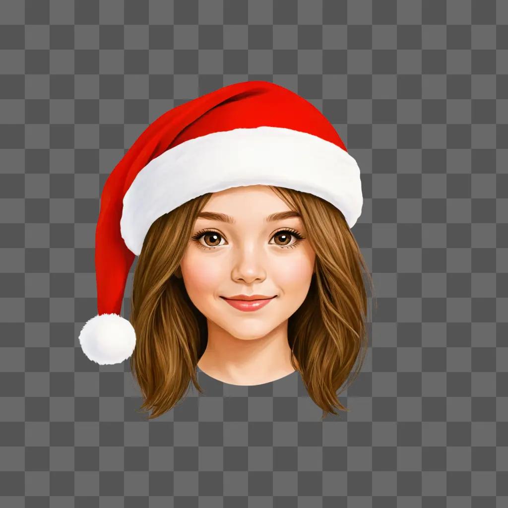 Cute santa hat drawing of a girl