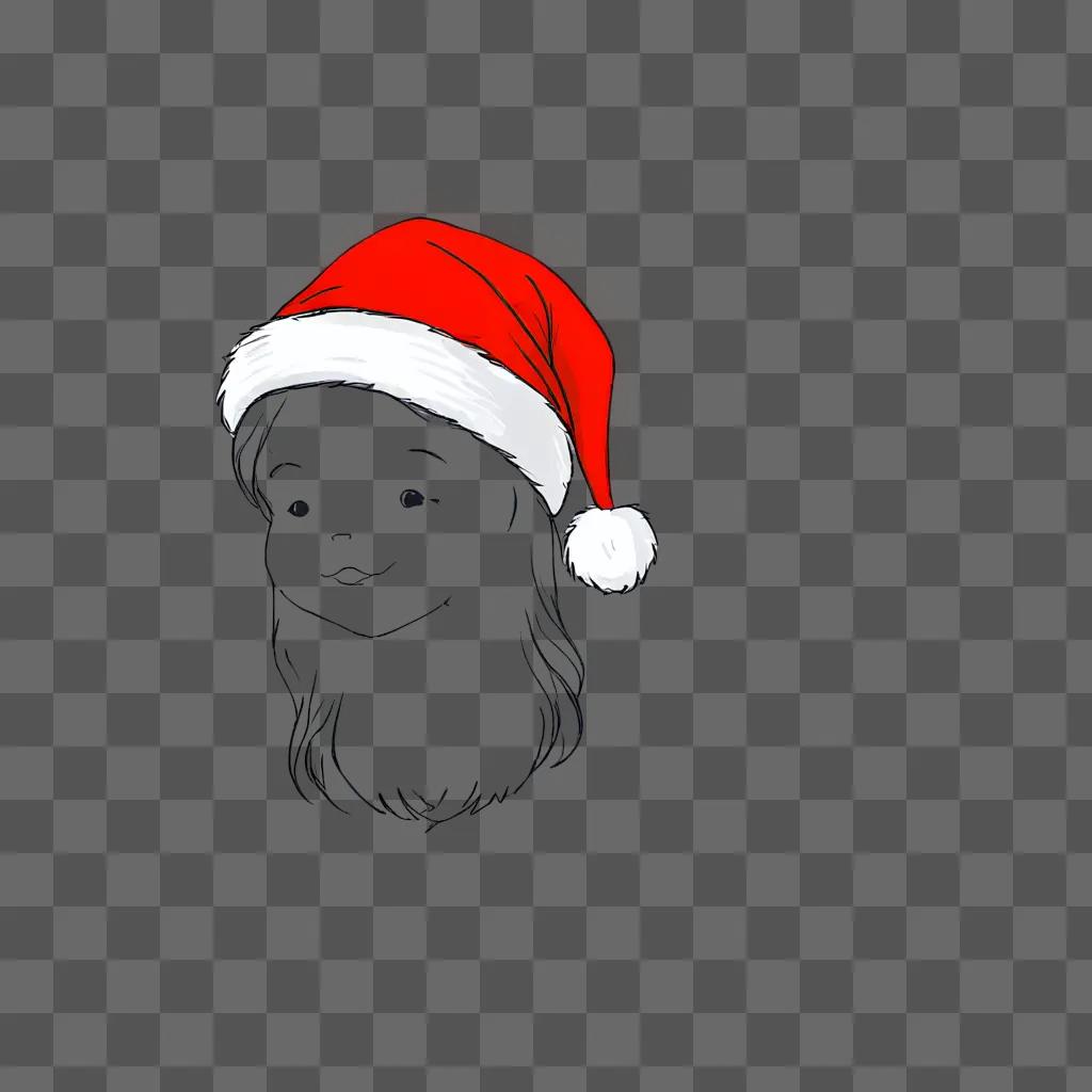 Cute santa hat drawing on pink background