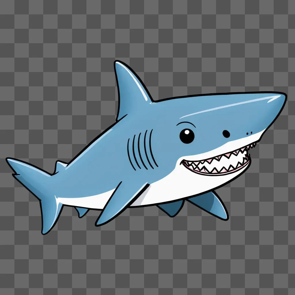 Cute shark drawing with a smile and big teeth