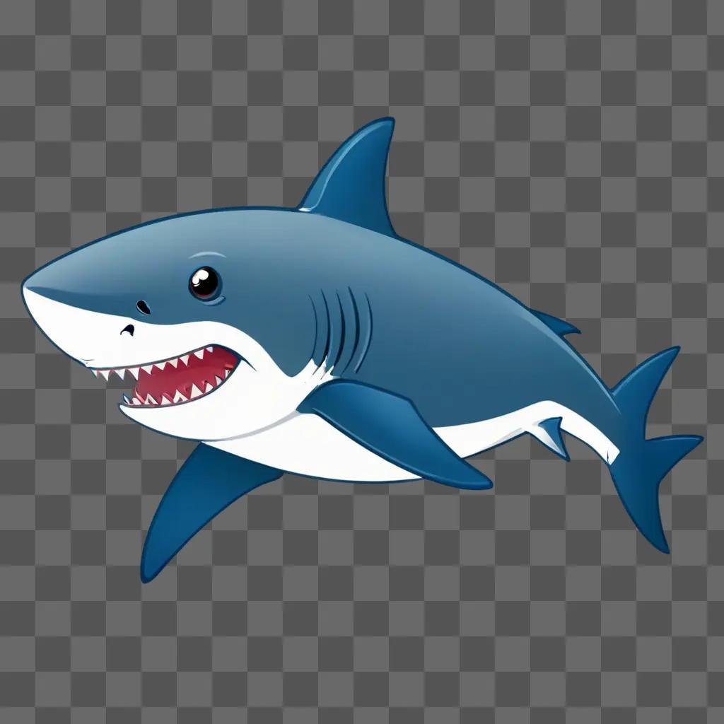 Cute shark drawing with big open mouth and teeth