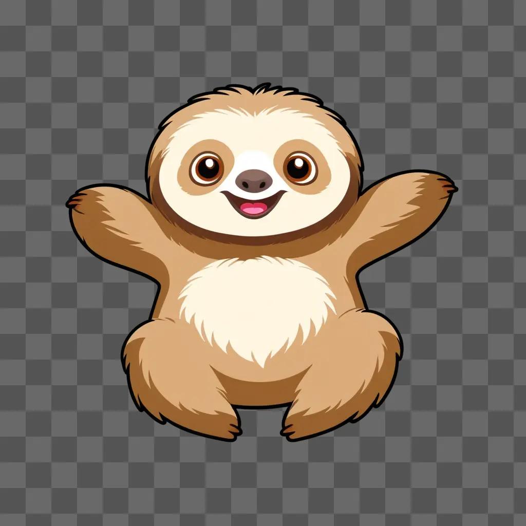 Cute sloth cartoon with a big smile on its face