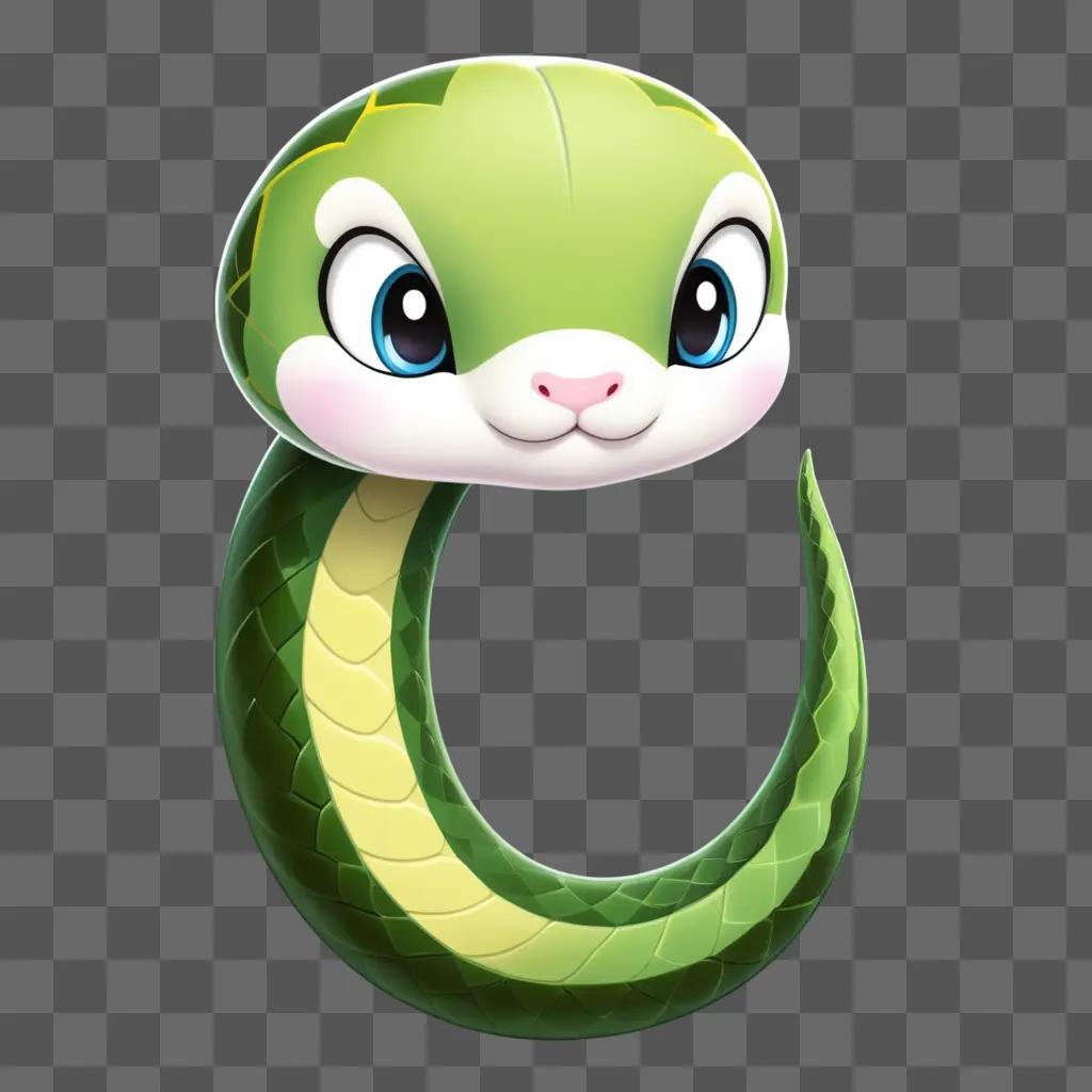 Cute snake drawing on a green background