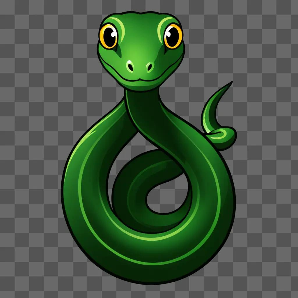 Cute snake drawing on green background