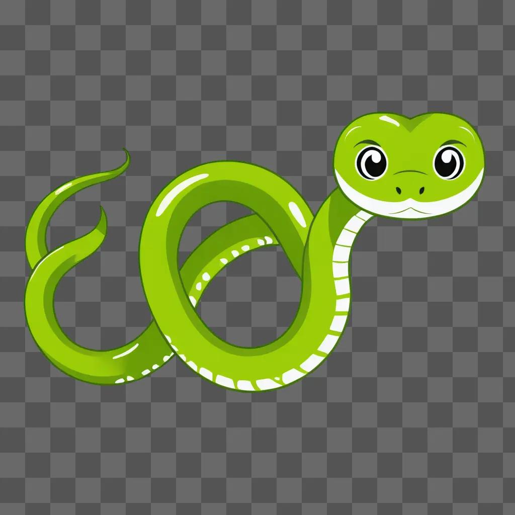 Cute snake drawing on green background