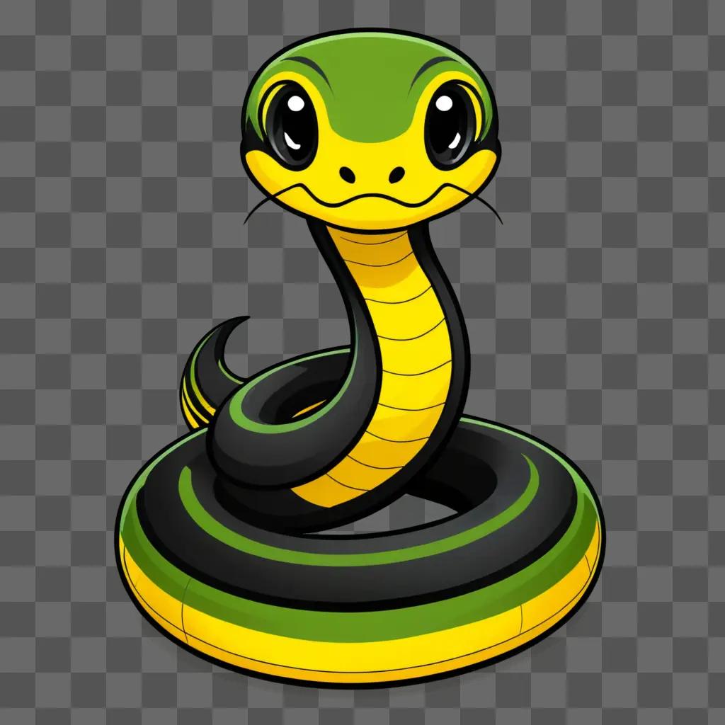 Cute snake drawing with yellow and green coloring