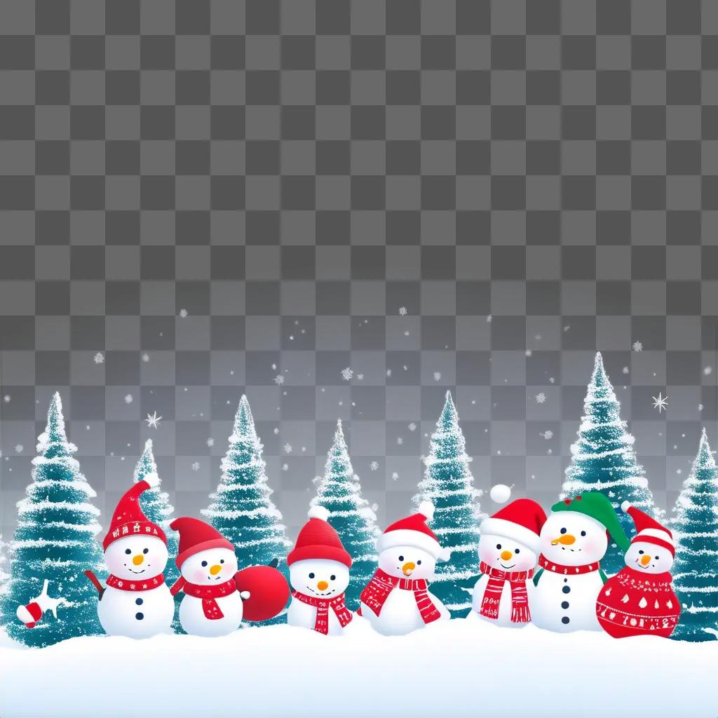 Cute snowmen in a Christmas background