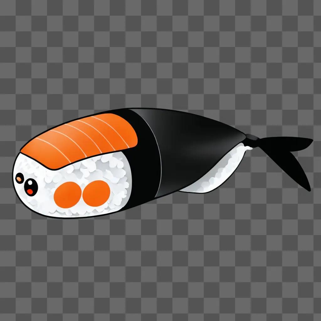 Cute sushi drawing in a dark background