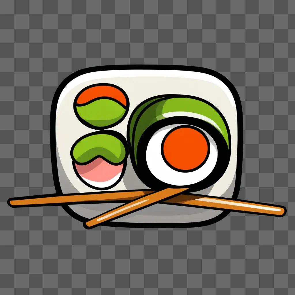 Cute sushi drawing on a plate