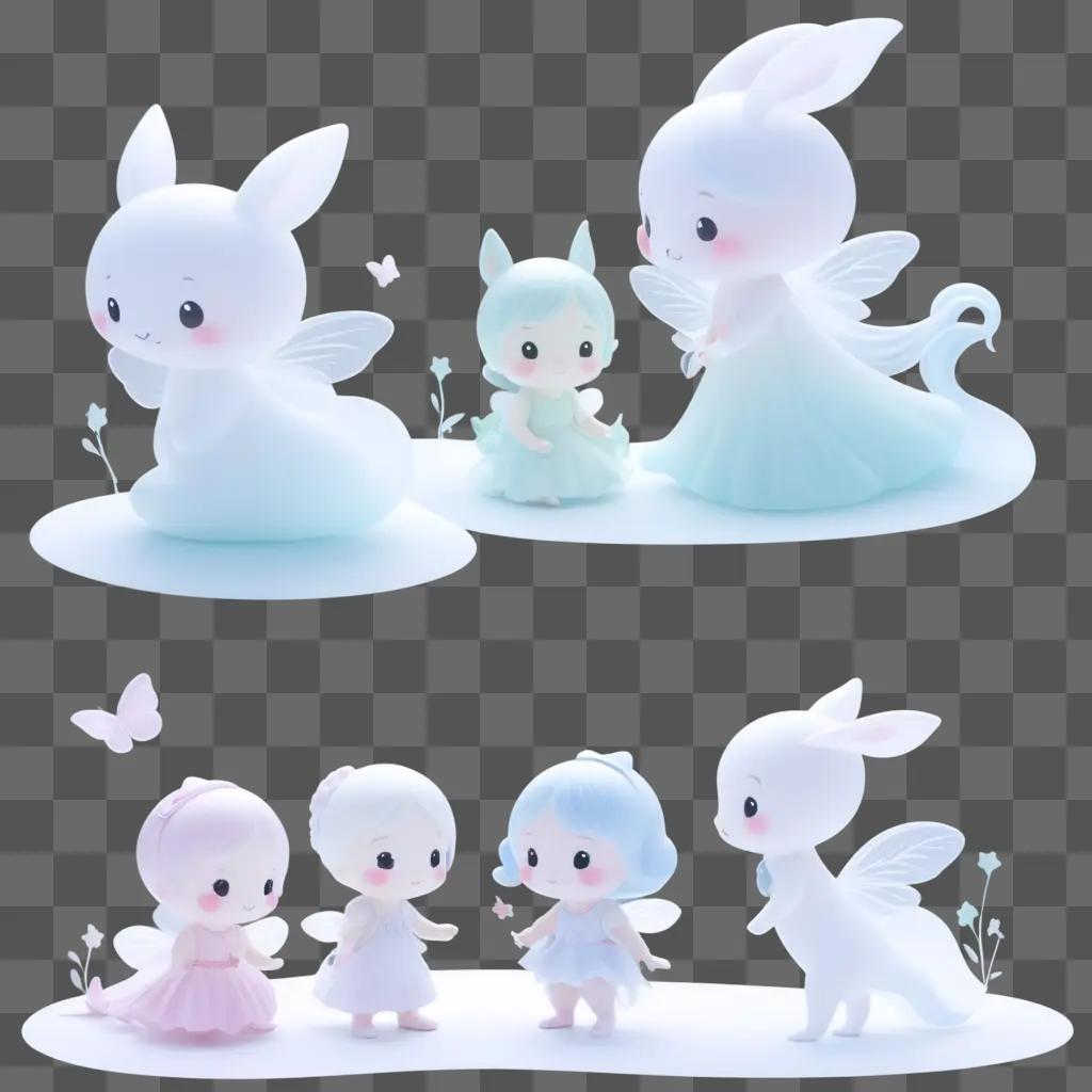 Cute transparents with cute little girls and bunnies