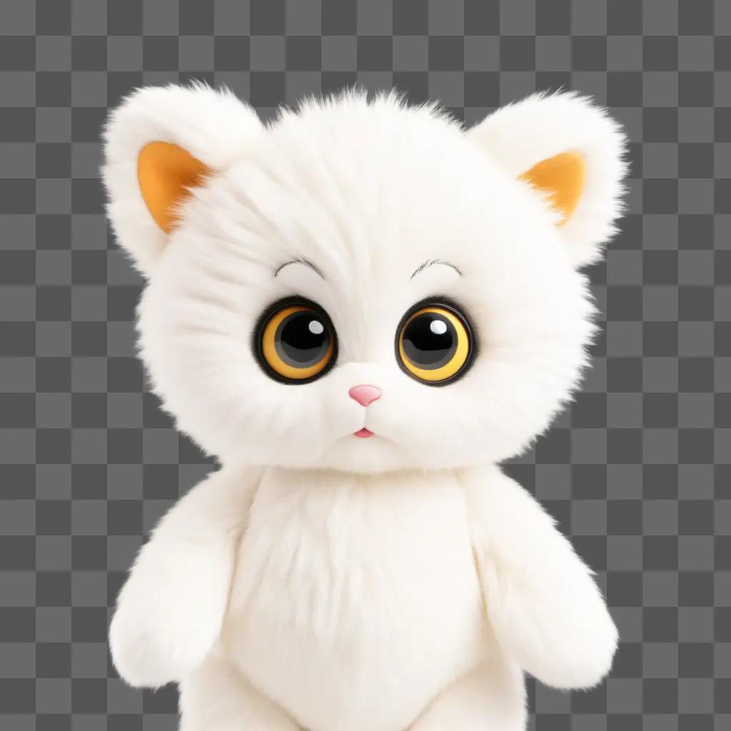 Cute white fluffy cat with big eyes