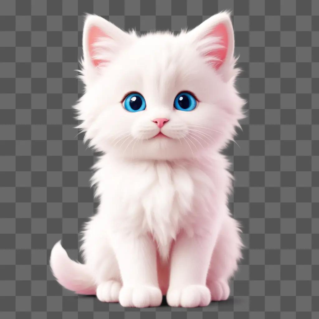 Cute white kitten in a pink background