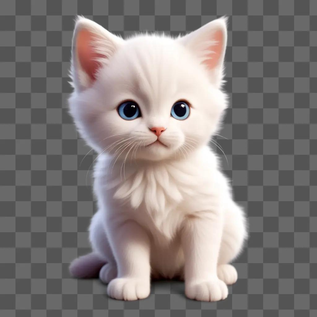 Cute white kitten with big blue eyes in a png file