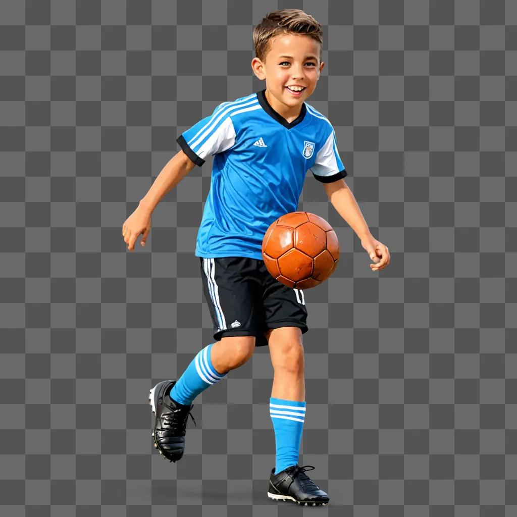 Cute young boy with a soccer ball