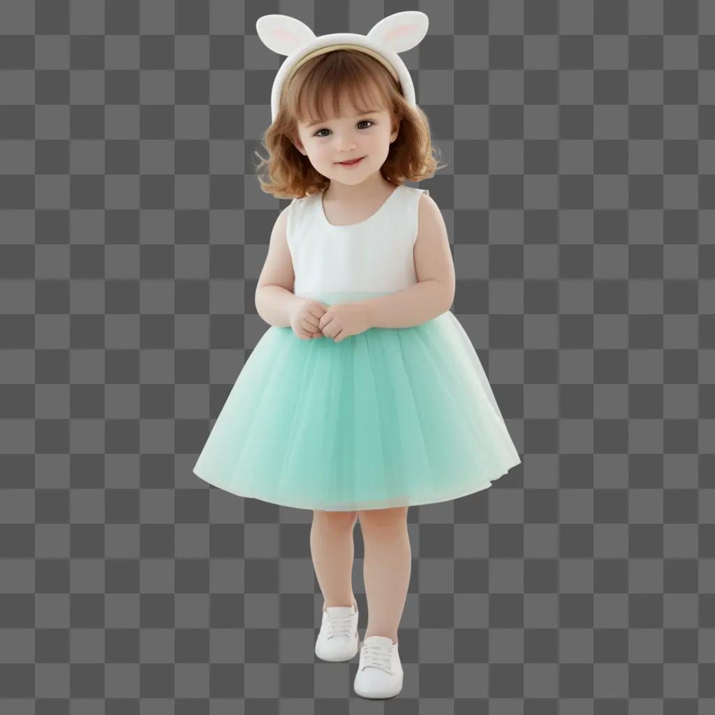 Cute young girl in a light green tutu