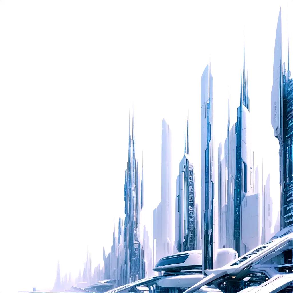 Cybernetic city with towering skyscrapers