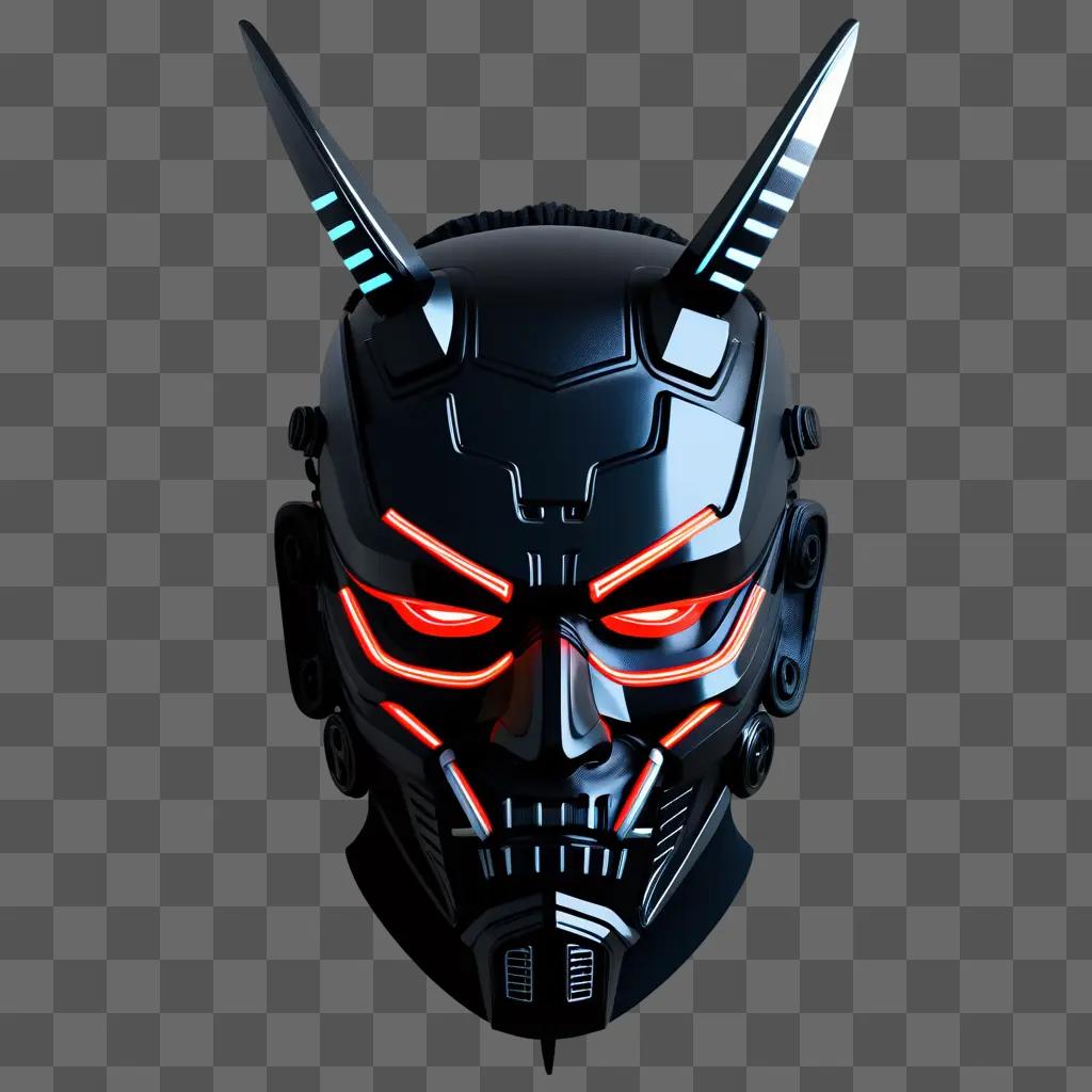 Cyberpunk Samurai Mask with Neon Eyes