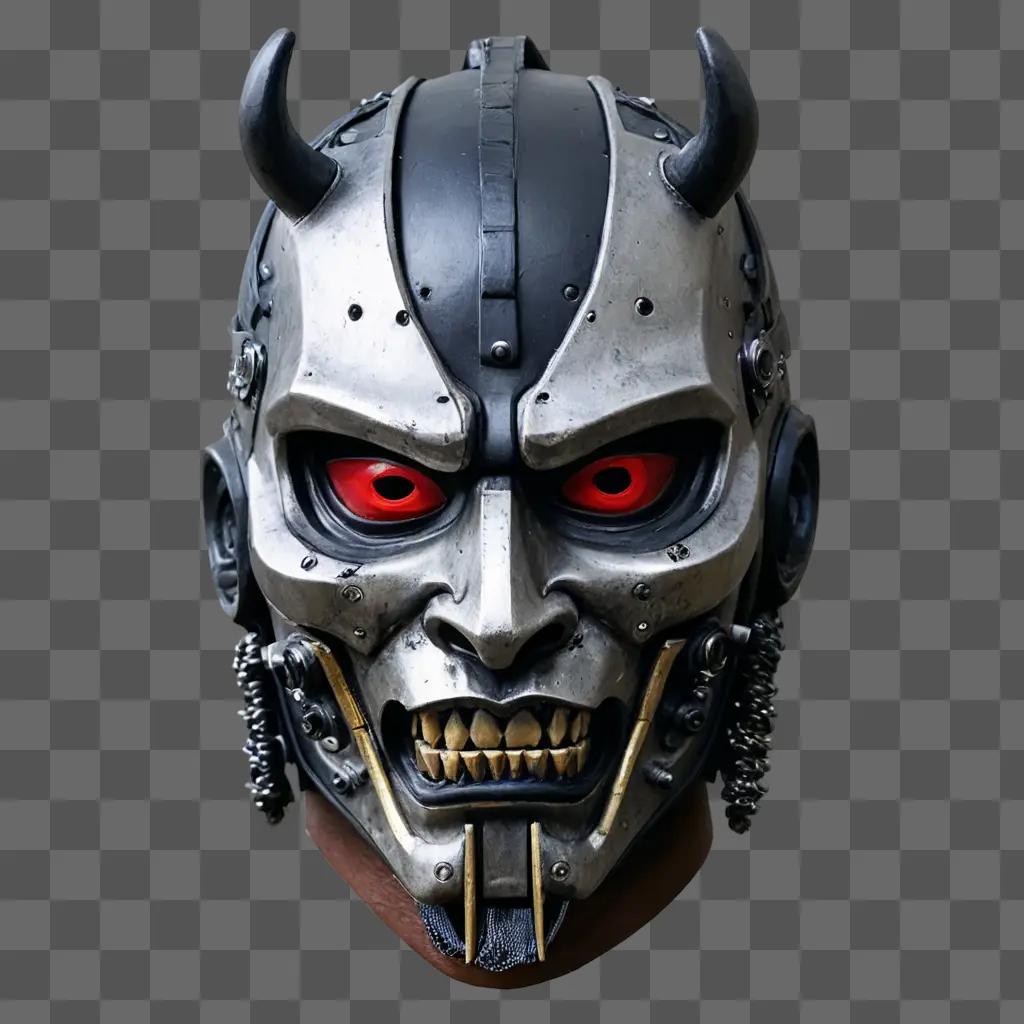 Cyberpunk Samurai Mask with Red Eyes