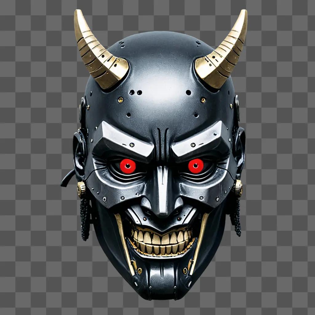 Cyberpunk Samurai Mask with red glowing eyes