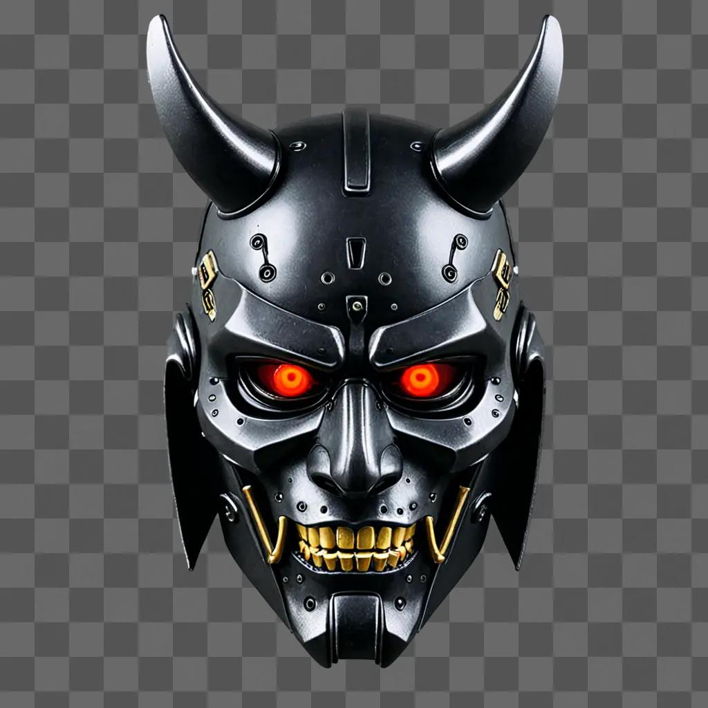 Cyberpunk samurai mask with glowing eyes