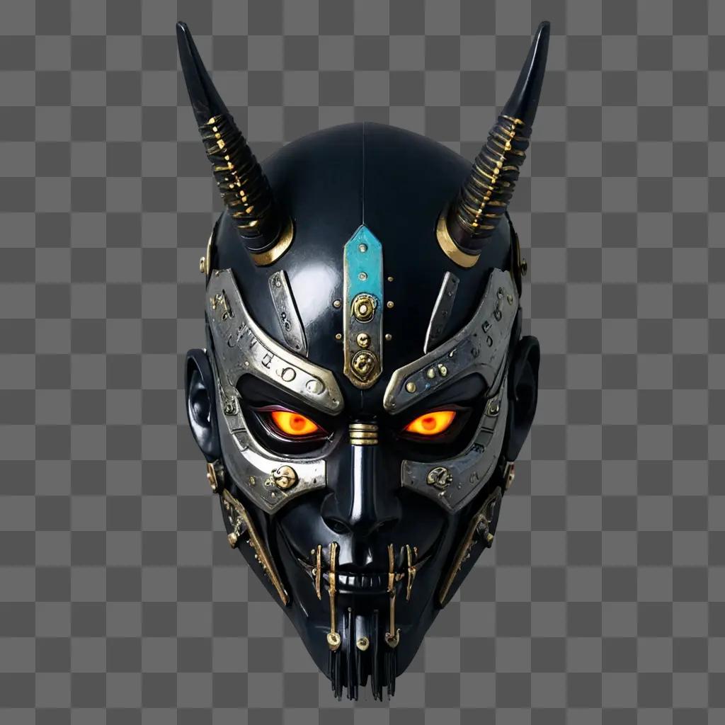 Cyberpunk samurai mask with glowing eyes